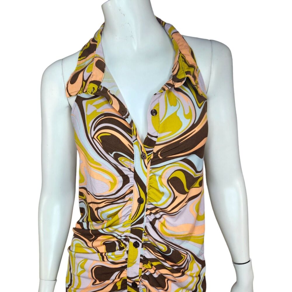 Rue 21 Women 1X Full-Button Bodycon Backless Tube‎ Dress Bohemiam 70s Swirl NWT - Picture 5 of 11